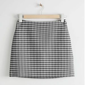 & Other Stories Black and White Checkered Mini Skirt